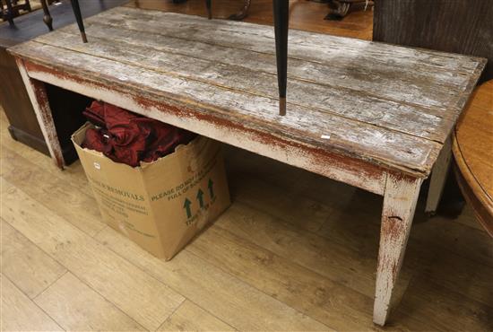 An Early 19th century painted farmhouse table, W.199cm